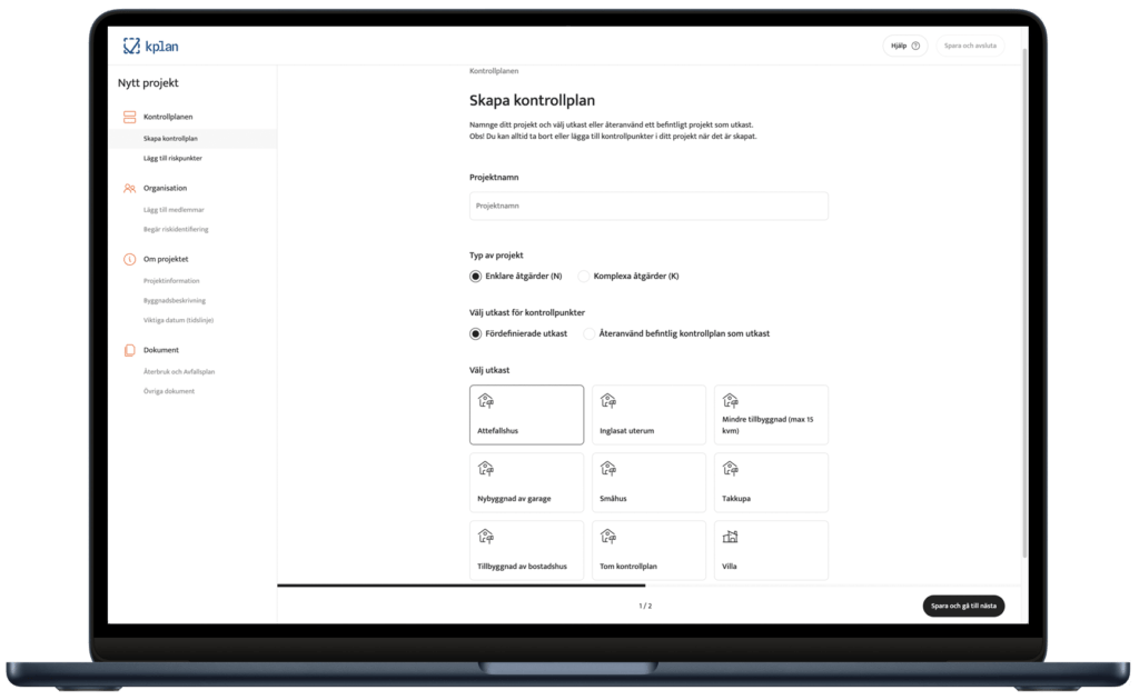 Välj utkast till en kvalificerad digital kontrollplan
